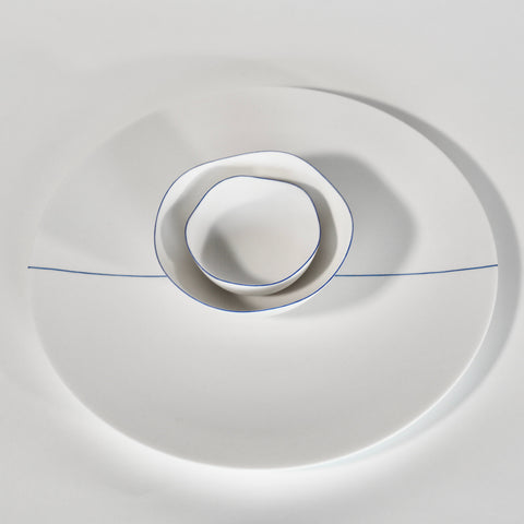 "Blue-White" Large Plate by Hiromi Daido