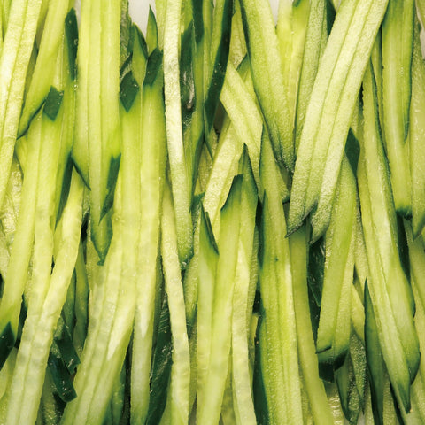Cucumber cut with julienne blade on La Mandoline Michel BRAS Kitchenware