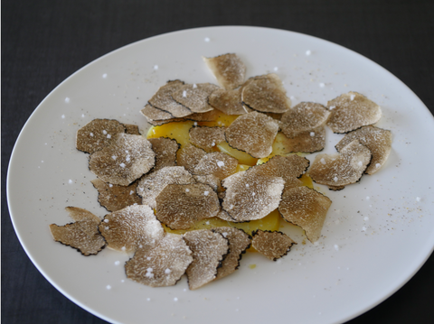 A simple yet perfect combination : Potato salad with white truffles by Michel Bras
